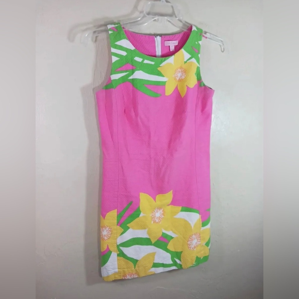 Lilly Pulitzer Stephanie Sleeveless Dancing Daffodils Shift Dress Pink, size 4